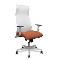Piqueras y Crespo Sillón Albacete malla blanco bali marrón brazos blancos base blanca ruedas parqué 65mm - marron multi-matériau 13SM10B363B354BR65G_0