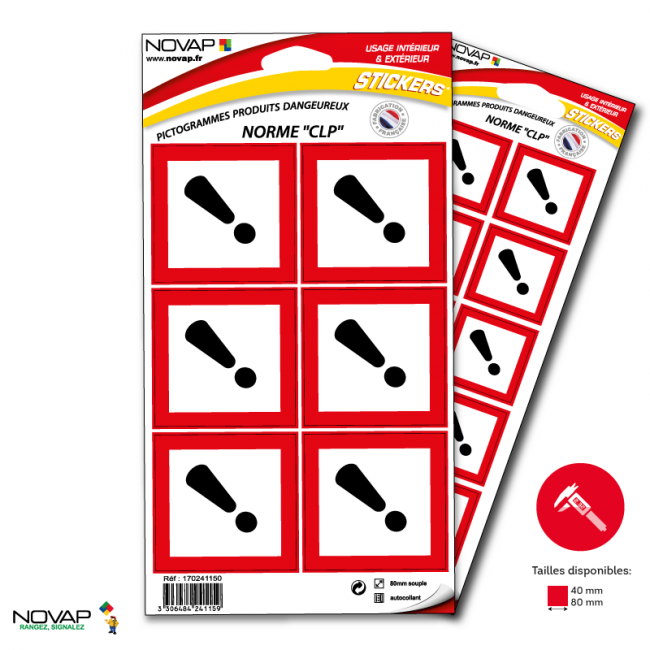 Planches de 10 panneaux adhésifs 40x40 mm produits dangereux - PADLPN-NV01/DG07_0