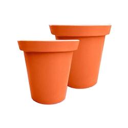 PLAST'UP ROTOMOULAGE Pot de fleurs rond xxl delight 420l- lot de 2 - ORANGE - orange 0637962080667_0