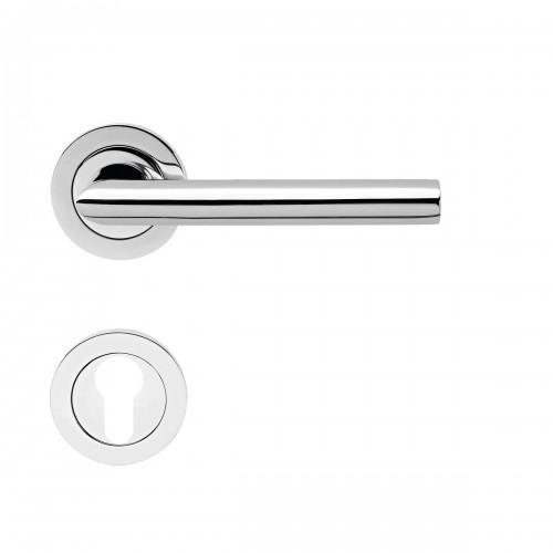 POIGNÉES DE PORTE SUR ROSACES RONDES SÉRIE ER 37 VERONA - INOX POLI - CLÉ I KARCHER DESIGN