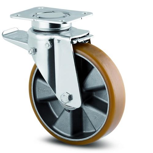 ROULETTE PIVOTANTE À BLOCAGE TOTAL - 137X105 MM - CHARGES LOURDES - Ø 125 MM - DELTA TENTE