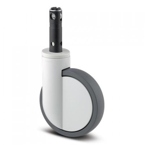 ROULETTE PIVOTANTE LIT D’HÔPITAUX BLOCAGE CENTRAL TIGE LONGUE 2 FONCTIONS - D150MM TENTE