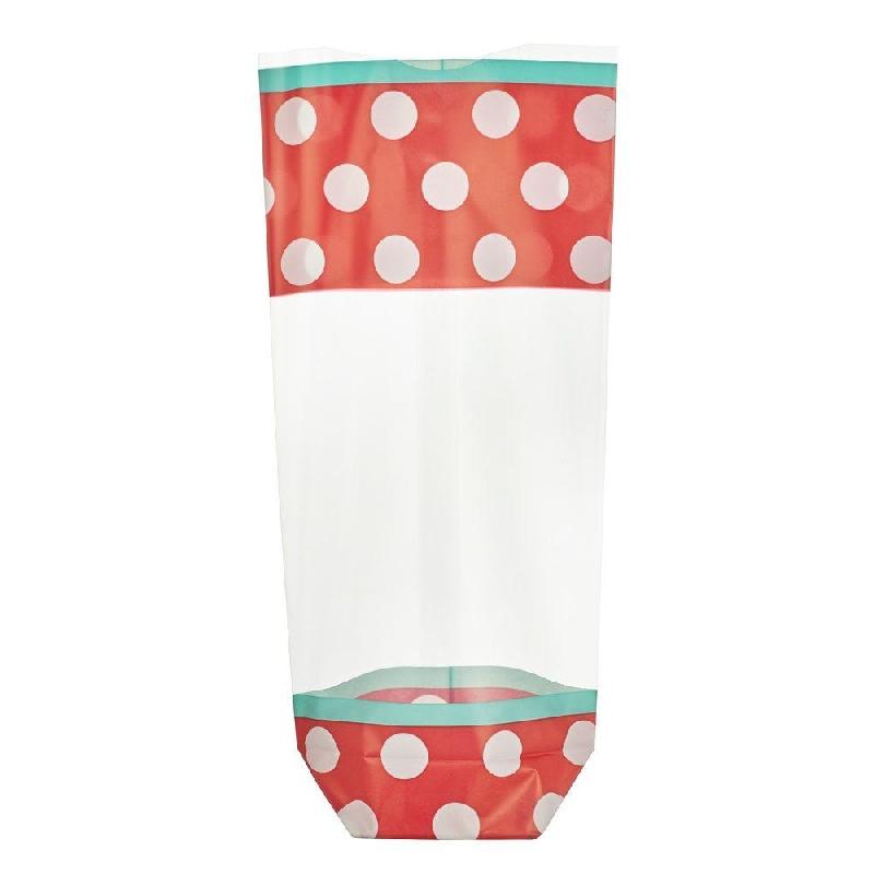 Sachet confiseur imprimé rouge 10 x 22 cm avec fond carton  - par 100_0
