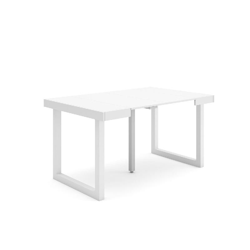 SKRAUT HOME Table console extensible, 140, Pour 6 personnes, Pieds bois massif, Blanc - blanc Bois manufacturé 180_25_0