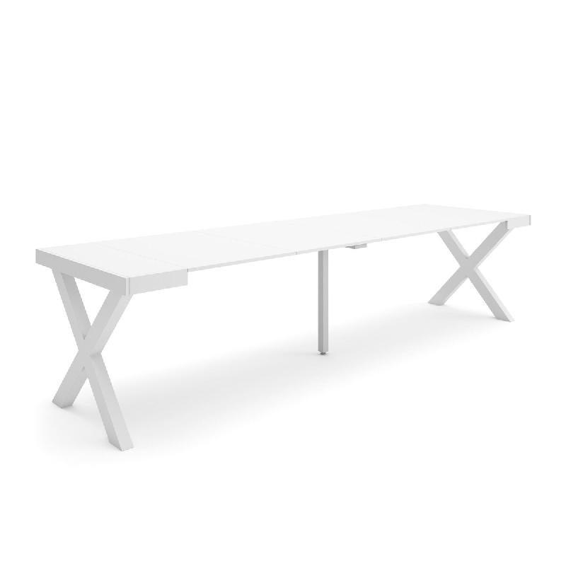 SKRAUT HOME Table console extensible, 300, Pour 14 personnes, Pieds bois massif, Blanc - blanc Bois manufacturé 370_49_0