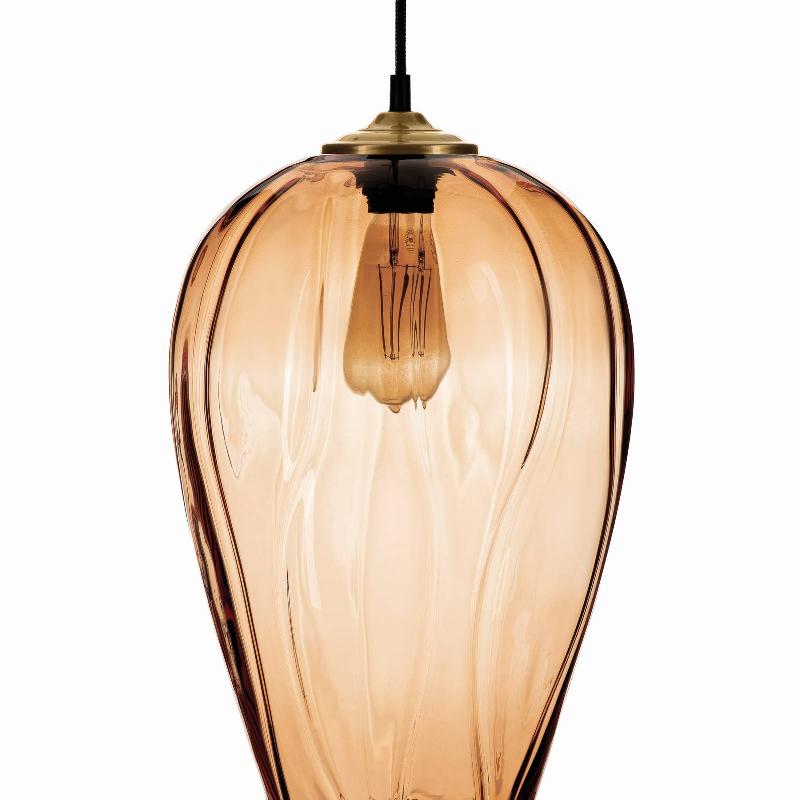 SOLBIKA LIGHTING SUSPENSION LINKEUS I ABAT-JOUR EN VERRE BRUN CLAIR Ø 26CM