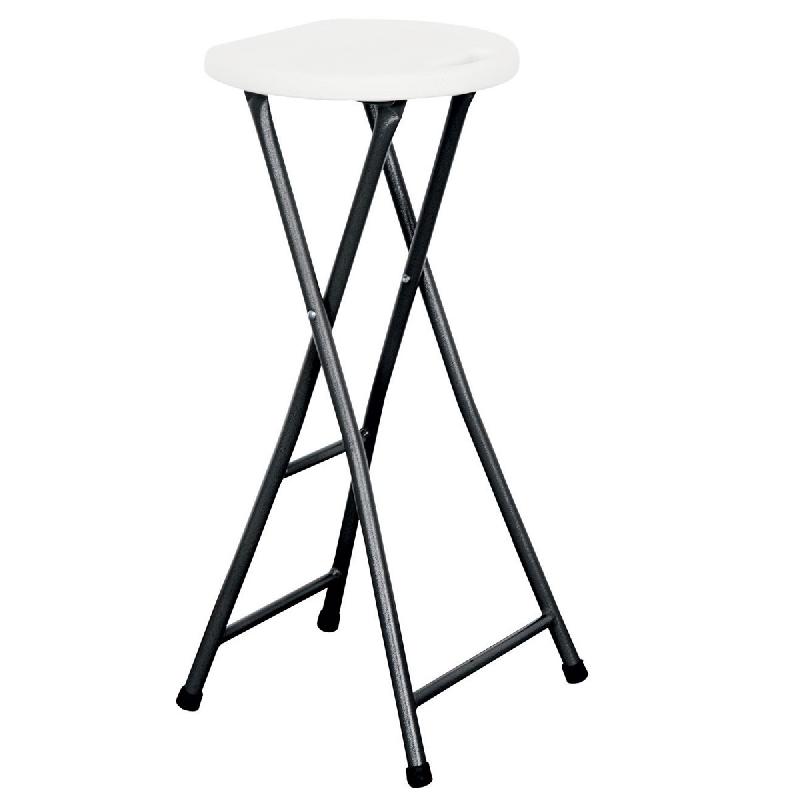 Tabouret haut pliant - acier epoxy noir - assise en polyéthylène - usage intérieur/extérieur - charge 100kg_0