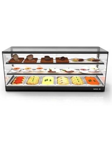 Vitrine chaude à poser LOGIC - Bain marie - 6 bacs GN 1/1 - 3 niveaux | Sayl Barcelona - noir 674005068350_0