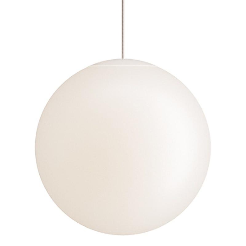 Zafferano Sferis Suspension moderne en verre opale satiné, design minimaliste avec monture en polycarbonate, diamètre 50 cm, hauteur 330 cm, Blanc -_0