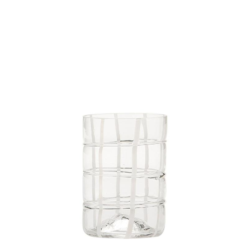 Zafferano Twiddle - Lot De 6 Verres En Verre Soufflé Transparent, 35 Cl - Faits Main Avec Déco Blanche, Lavables Au Lave-Vaisselle - transparent 805_0
