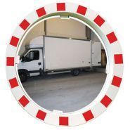 20052 - Miroir de sécurité pour l'industrie à 90° - Cadre en PVC rigide avec rayures rouges_0