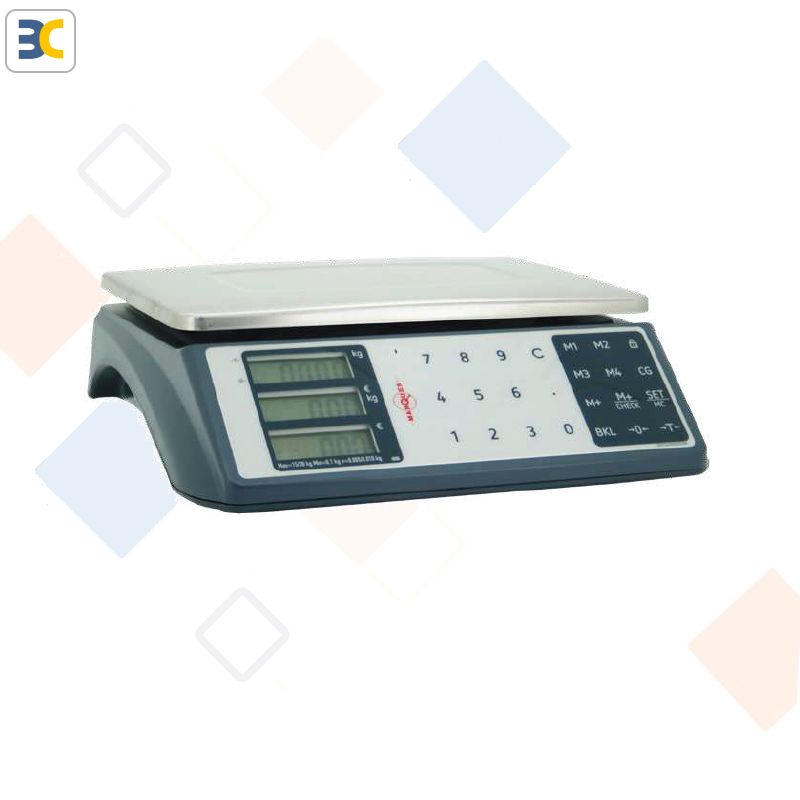 Balance de commerce poids-prix B-ONE - 15/30kg - 5/10g - Clavier tactile et écran LCD_0