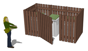 Cache-conteneur clairevoie - poteaux 10x10 cm - lattes 3 cm - adaptable sur terrain en pente_0