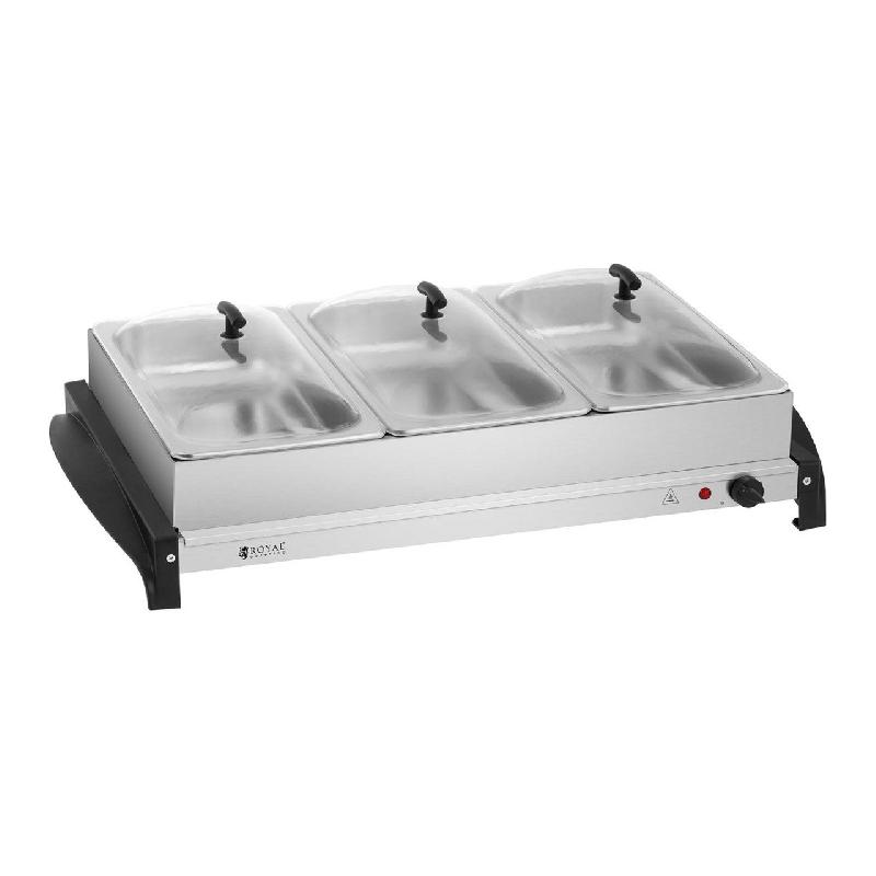 Chauffe-plats 3 x 2 litres - 400 watts - Acier inoxydable - Réf. 14_0001018_0