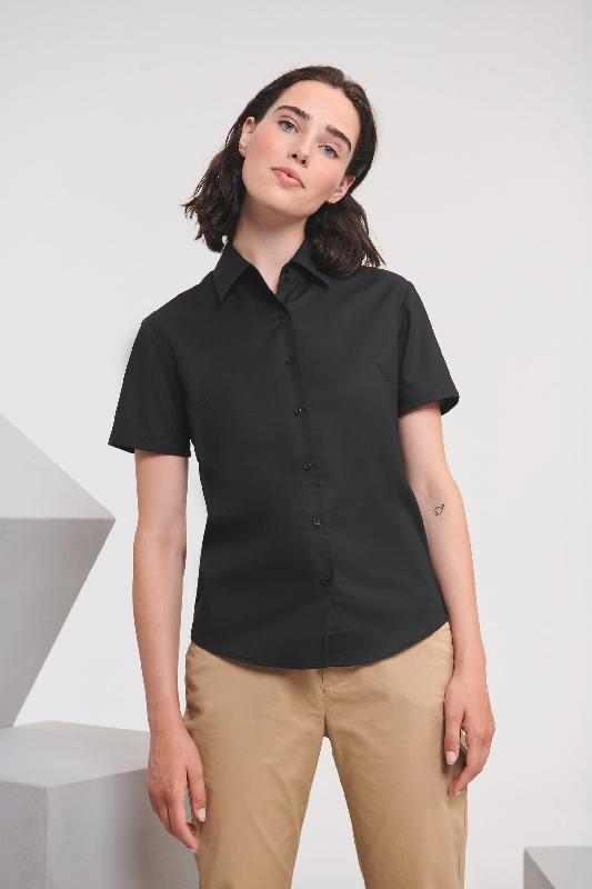 Chemise femme manches courtes Oxford - Réf: RU933F - 70% coton, entretien facile, plusieurs tailles et couleurs_0