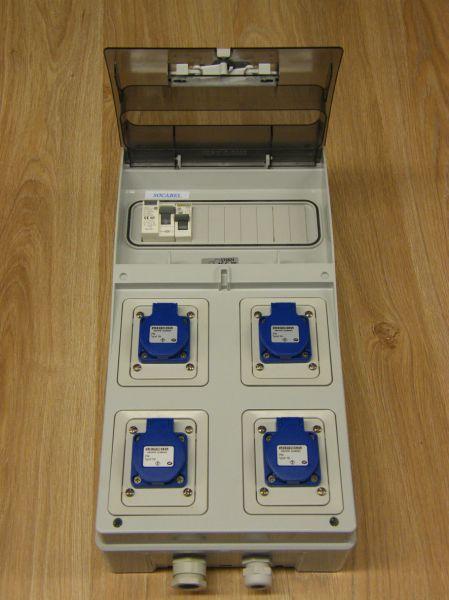 Coffret de distribution électrique étanche IP66 - 1 rangée - avec interrupteur différentiel 30mA et prises 16A pour garage, atelier, industrie ou commune_0