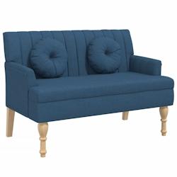 Décoshop26 - Banquette banc avec coussins dossier et accoudoirs 113 x 64,5 x 75,5 cm en tissu bleu DEC024628 - bleu 3000254810186_0