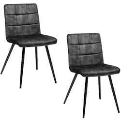 Décoshop26 - Lot de 2 chaises de salle à manger en velours noir rembourrée structure métal noir BUR09097 - noir 3001084369608_0