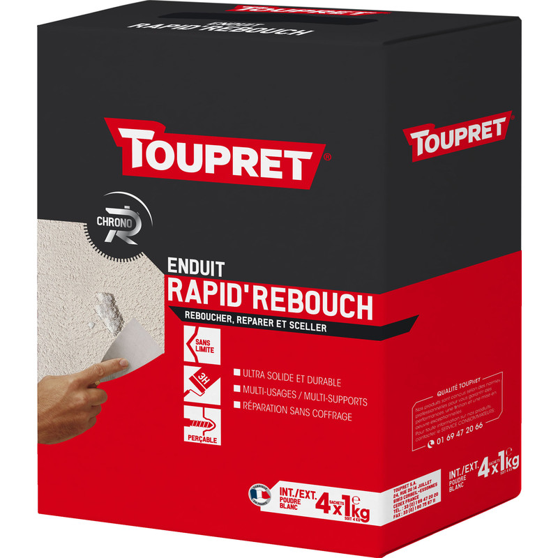 ENDUIT RAPID'REBOUCH SÉCHAGE RAPIDE TOUPRET 4KG