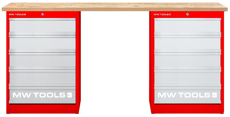 Établi modulaire Rubberwood avec 2 armoires à tiroirs 5T 2000 mm MW Tools MOD20L55R_0