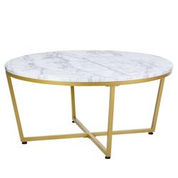 HELLOSHOP26 - Table basse ronde table à thé avec base en forme de X châssis en métal table pour les petits espaces 20_0005986 - 20_0005986_0