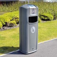Integro Ville Cigarette - Poubelle publique Glasdon - 35 litres - Ouverture avant et grille en acier inoxydable_0
