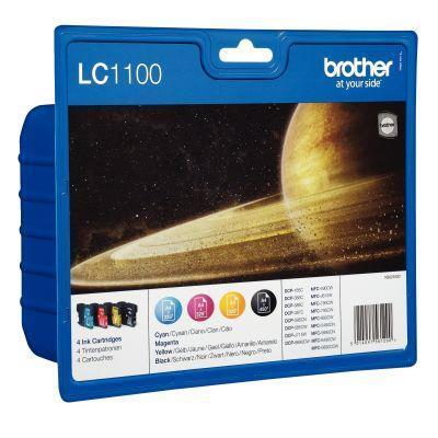 Lot de 4 cartouches jet d'encre Brother LC1100VALBP - Noir, Cyan, Magenta et Jaune_0