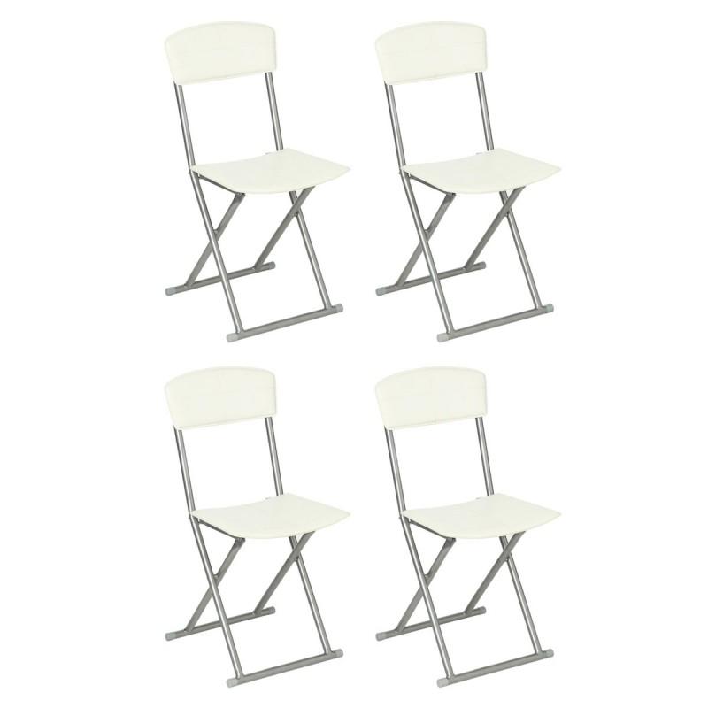 Lot de 4 chaises pliantes - Assise 83 cm - Blanc - Paris Prix - Design en PVC et acier_0