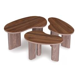 Now's Home - Lot De 3 Tables Basses Organiques Effet Noyer Charlie - 3256390253657_0