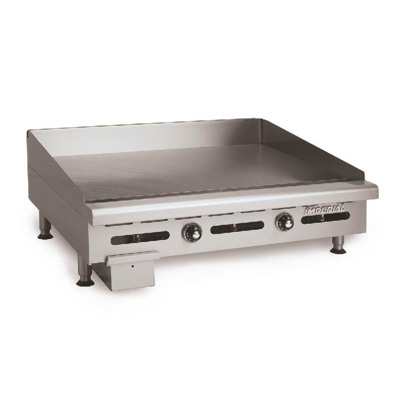 Plancha lisse à gaz en inox professionnelle avec deux brûleurs - 610x822 mm - ITG-24_0