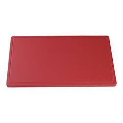 Plateau à découper en polyéthylène rouge avec rainure ( viande ) 50x30x2(h)cm - EMG-882252_0