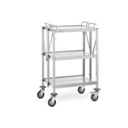 Royal Catering - Royal Catering Chariot de Service INOX - 3 Tablettes 40 x 58 cm, Capacité 90 kg - Pliable - pour Restaurant - argenté inox 40628591_0