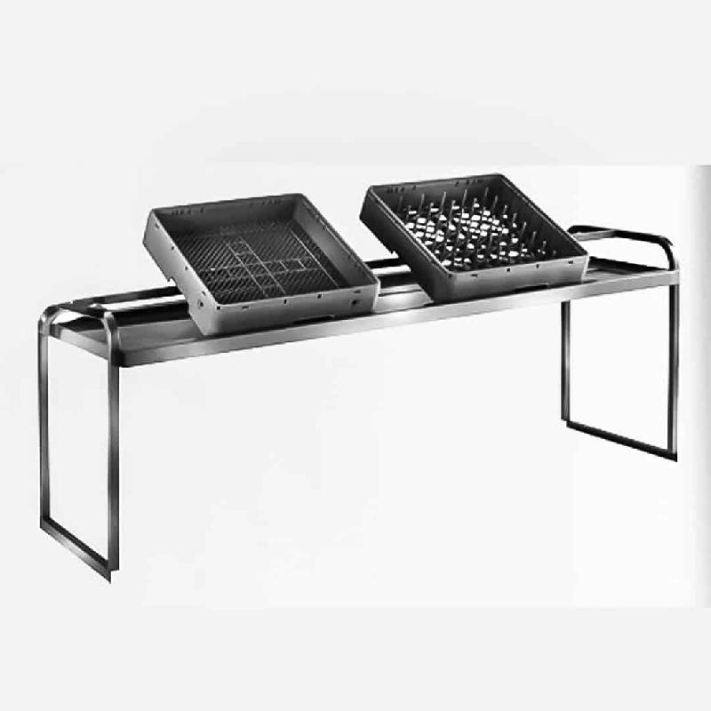 Étagère professionnelle double pente inox cuisine à fixer sur table pour casier de lave-vaisselle P 600 mm (Longueur, mm: 1800 - Réf CSR/18-1)_0