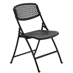 Chaise pliante - assise et dossier en polypropylène M2 haute densité - modèle DENTELLE - coloris noir_0