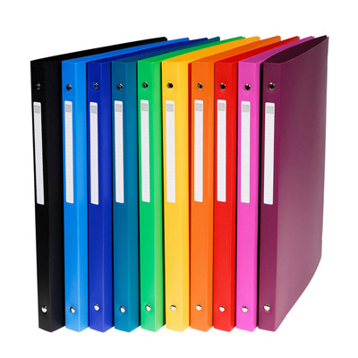 CLASSEUR 4 ANNEAUX 15 MM - POLYPRO OPAQUE - DOS DE 20 MM - COLORIS ASSORTIS - LOT DE 20