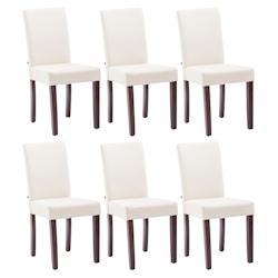 CLP Lot de 6 Chaises de salle à manger Ina Tissu avec pieds en Bois Crème/Cappuccino - beige textile 182258804_0