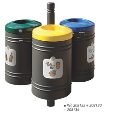 Corbeille de tri sélectif - Guyenne 40 litres - Assemblage modulable avec couvercles colorés_0