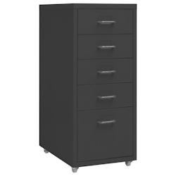 Décoshop26 - Caissons à tiroirs meuble de bureau sur roulettes 5 tiroirs 28 x 41 x 69 cm en métal anthracite DEC024555 - 3000254770732_0