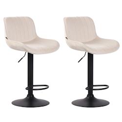 Décoshop26 - Lot de 2 tabourets de bar moderne confortable réglable en velours crème pied trompette métal noir TDB10399 - noir 3000483169604_0