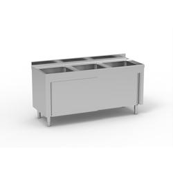 ERATOS Meuble plonge Gamme 700 - 3 cuves 500x500x300 - AISI-304 18/10 - Dimensions 1800x700x850 - FMM-187/30 - Acier inoxydable_0