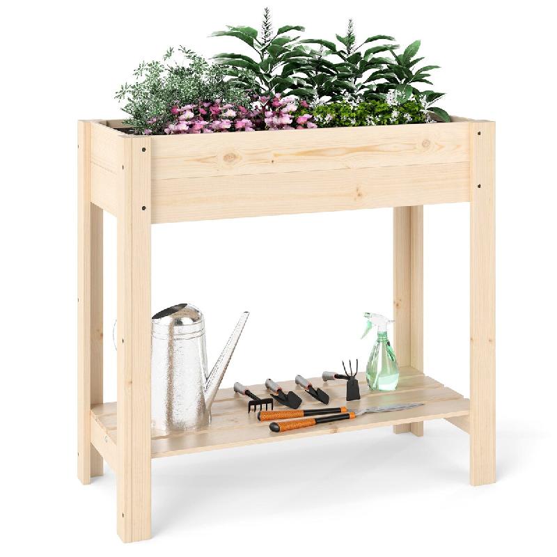 Helloshop26 - Jardin surélevé avec étagère jardinière 81 x 37 x 77 cm ergonomique et multifonctionnel design naturel 20_0012190 - 3000227108906_0