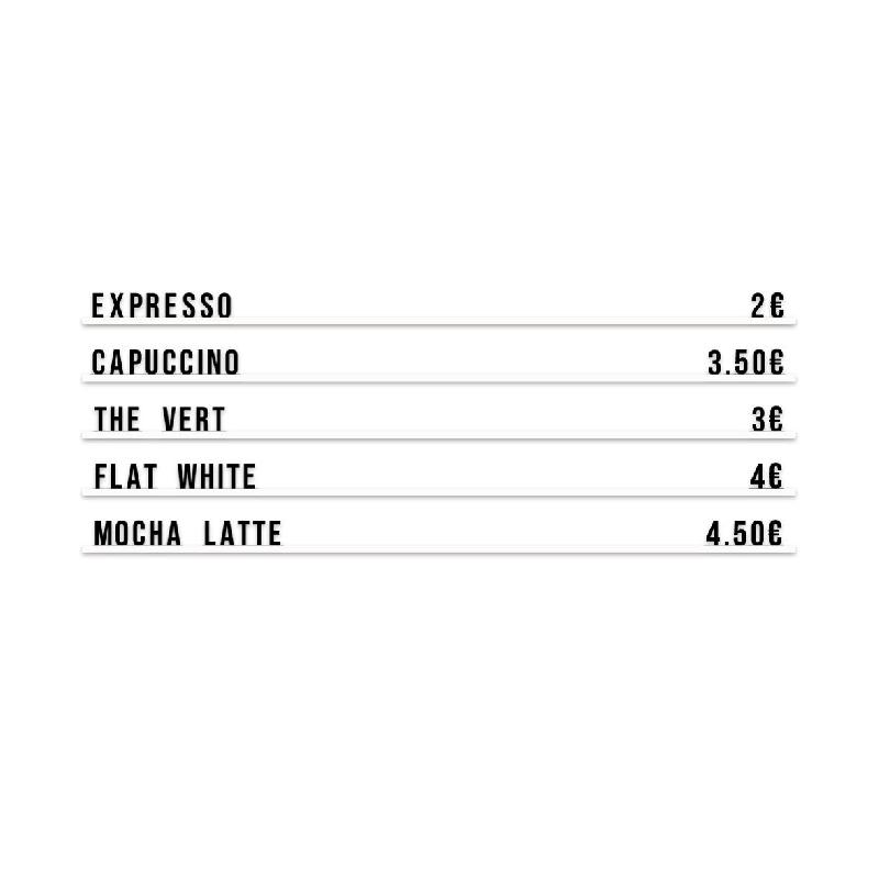 Hungry Club Letter Board « Le Minimaliste » - Lettres noires - Rails blancs - Small pack - plastique LB-M-LN-RB-SP_0