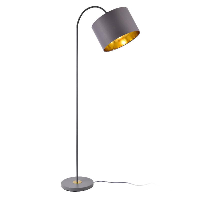 Lampadaire moderne stylé lampe sur pied design e27 métal textile 173 cm gris 03_0005252
