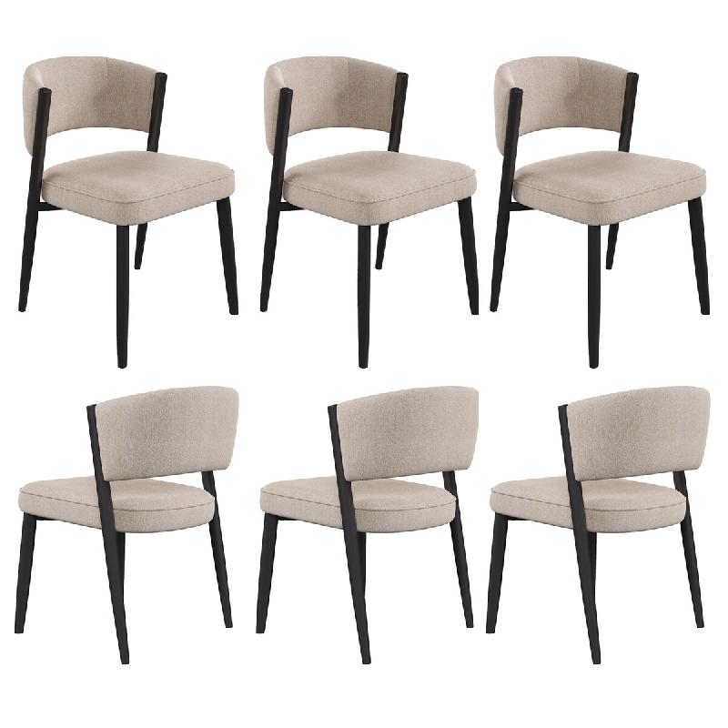 Merax Lot de 6 chaises de salle à manger , 60 x 49 x 80 cm, pieds en métal noir, housse en chenille taupe et rembourrage en mousse 25D - multicolore_0