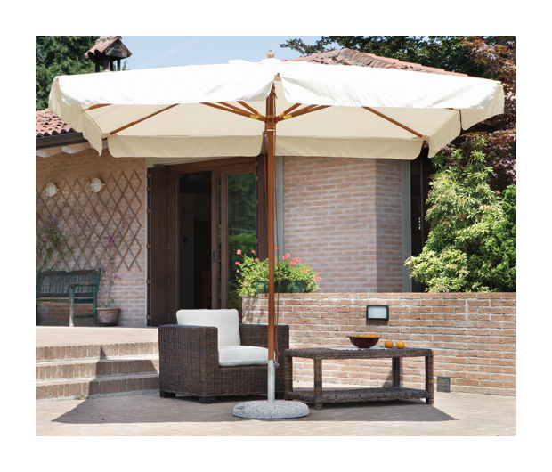 PARASOL CENTRÉ RECTANGULAIRE 3 X 4 M COLORIS BOIS TECK POLYESTER 230 GR