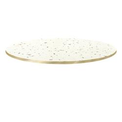 Restootab - Plateau Ø90 decor terrazzo cassata chants laiton - blanc Bois manufacturé PL-R90M-TER.CAS-LAI_0