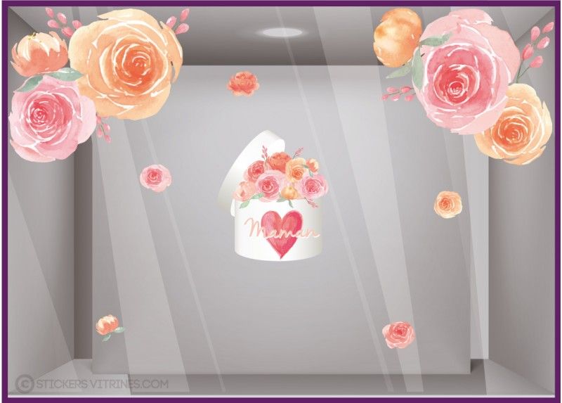 Sv803 - Adhésif pour vitrine - stickers Fête des mères - dimensions 130 x 57 cm_0