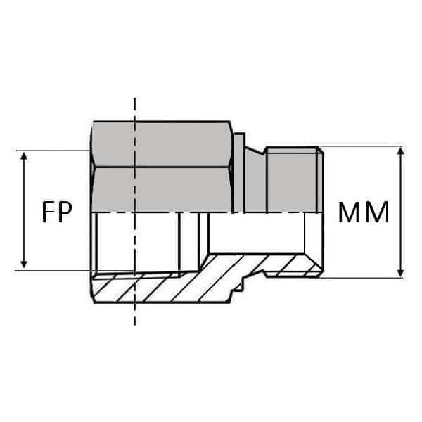 Adaptateur droit femelle NPT x mâle DIN bague BS - 1/2' , 17.81 , 20X150_0