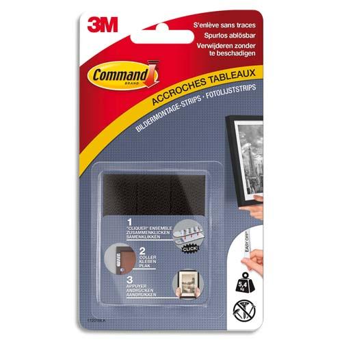 BLISTER DE 8 LANGUETTES DE FIXATION COMMAND POUR TABLEAU, MOYEN MODÈLE NOIR POIDS MAX 5,4 KG - LOT DE 3