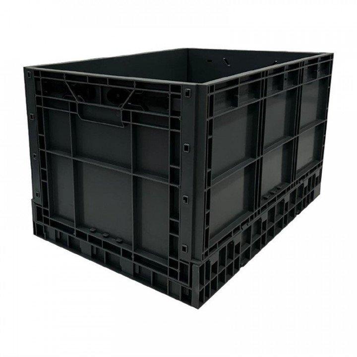 Caisse de transport pliable (H)353 x (L)594 x (P)396 mm empilables, en plastique noir_0